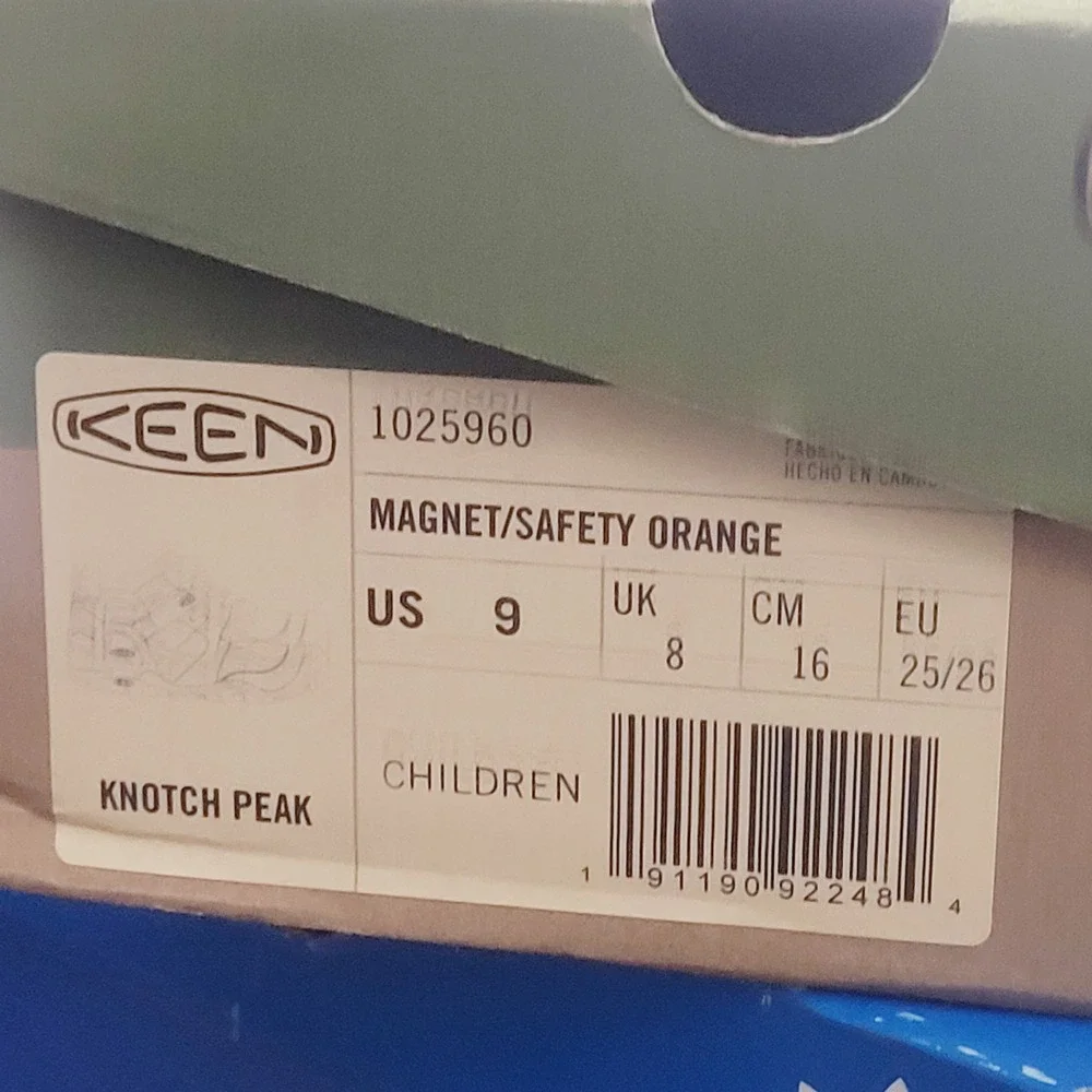 Keen Toddler Knotch Peak Shoes Size 9C Grey Orange Hook Loop Bungee Sneaker